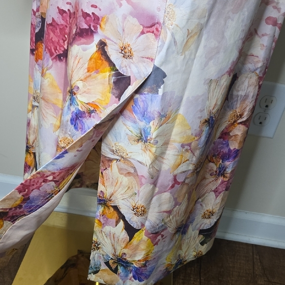 VENUS Pink Floral Watercolor Trench Coat – Feminine Spring Classic 100% Cotton - Picture 8 of 11